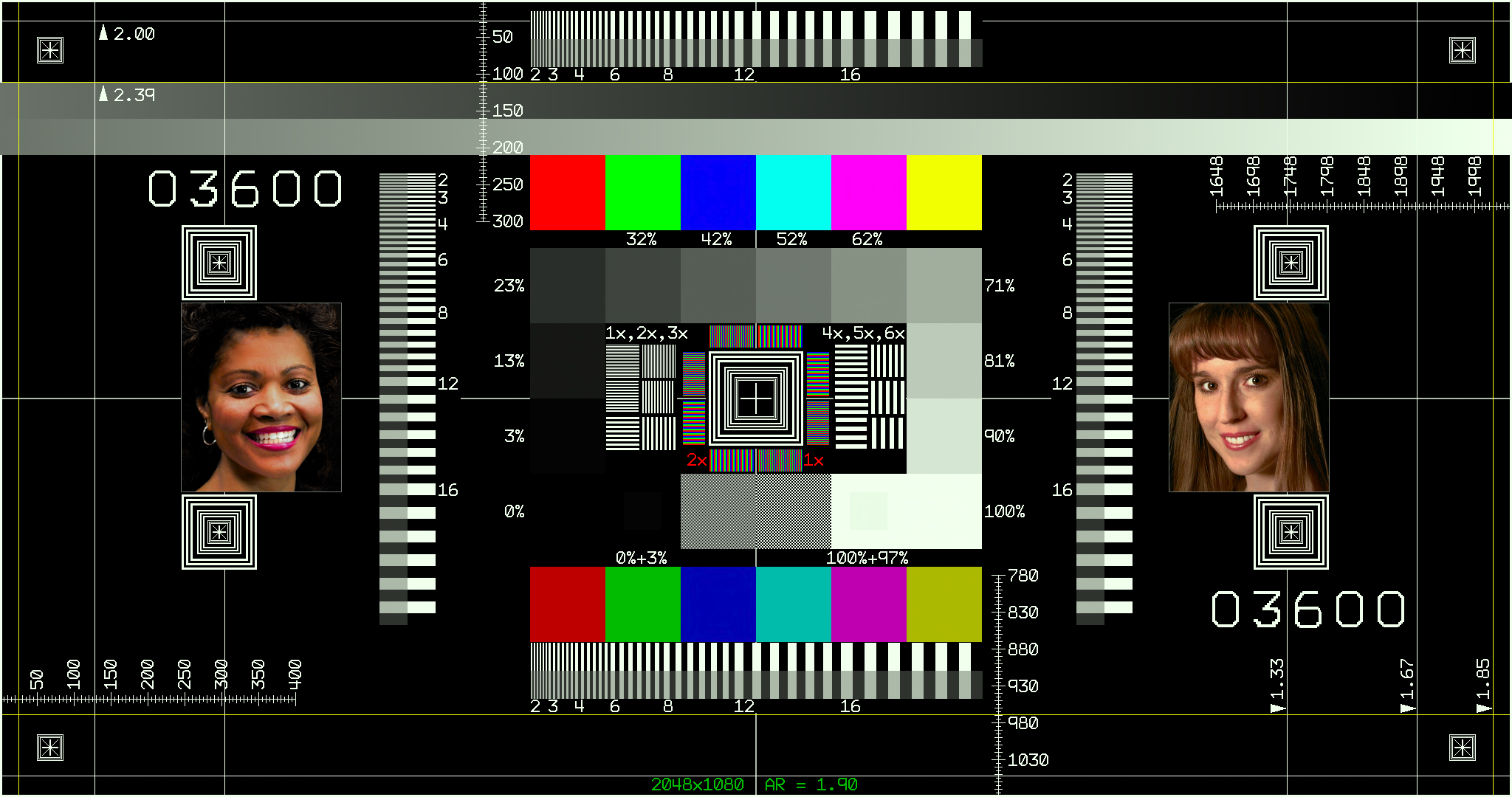 Test pattern displaying a frame counter