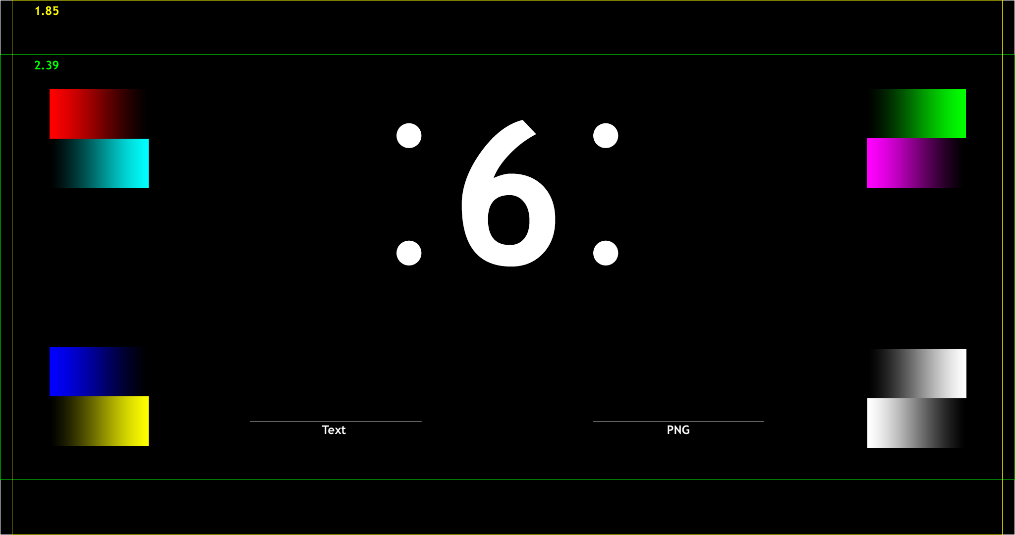 Test pattern for the first frame of the fourth count period, which displays the number 6