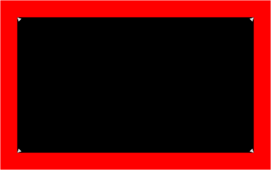 Frame with a central black rectangle with registration marks at each
          corner, with the rest of the frame filled with red.