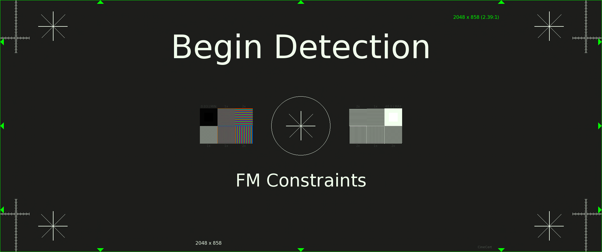 Test pattern with the text: Begin Detection
